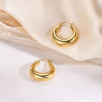 1 Pair Simple Style Commute Solid Color Plating 304 Stainless Steel Gold Plated Hoop Earrings main image 3