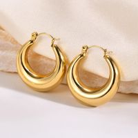 1 Pair Simple Style Commute Solid Color Plating 304 Stainless Steel Gold Plated Hoop Earrings main image 2