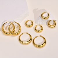 1 Pair Simple Style Commute Solid Color Plating 304 Stainless Steel Gold Plated Hoop Earrings main image 1