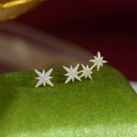 1 Pair Ig Style Simple Style Star Asymmetrical Plating Inlay Copper Zircon 14k Gold Plated Ear Studs main image 1