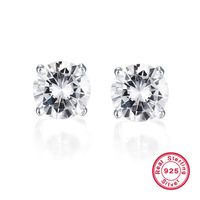 1 Pair Elegant Luxurious Round Oval Plating Inlay Sterling Silver Zircon White Gold Plated Ear Studs main image 4