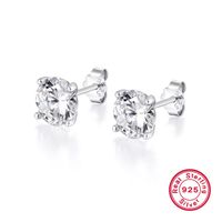 1 Pair Elegant Luxurious Round Oval Plating Inlay Sterling Silver Zircon White Gold Plated Ear Studs main image 1