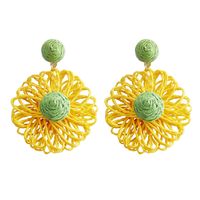 1 Pair Ig Style Vacation Flower Handmade Raffia Drop Earrings sku image 2
