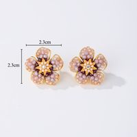 1 Pair Glam Luxurious Commute Heart Shape Flower Epoxy Plating Inlay Imitation Pearl Copper Artificial Crystal 18k Gold Plated Earrings sku image 3