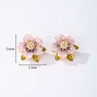 1 Pair Glam Luxurious Commute Heart Shape Flower Epoxy Plating Inlay Imitation Pearl Copper Artificial Crystal 18k Gold Plated Earrings sku image 4