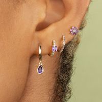 1 Pair Simple Style Shiny Star Water Droplets Plating Inlay Alloy Acrylic Rhinestones Drop Earrings main image 3
