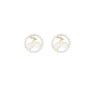 1 Pair Sweet Korean Style Cherry Plating Hollow Out Inlay Alloy Rhinestones Pearl Gold Plated Ear Studs main image 2
