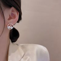 1 Paire Sucré Style Coréen Cerise Placage Évider Incruster Alliage Strass Perle Plaqué Or Boucles D'oreilles main image 4