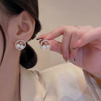 1 Paire Sucré Style Coréen Cerise Placage Évider Incruster Alliage Strass Perle Plaqué Or Boucles D'oreilles main image 5