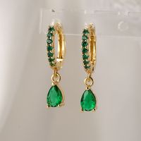 1 Pair Simple Style Water Droplets Plating Inlay Copper Zircon 18k Gold Plated Drop Earrings main image 4