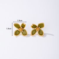 1 Pair Sweet Commute Flower Enamel Plating Inlay Copper Freshwater Pearl Zircon 18k Gold Plated Ear Studs sku image 1