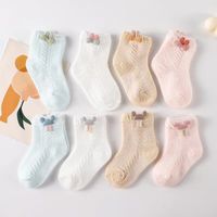 Women's Cute Stripe Cotton Mesh Crew Socks One Pair main image 4