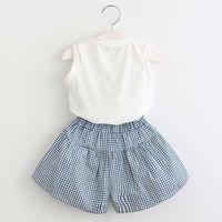 Simple Style Bow Knot Cotton Girls Clothing Sets main image 3