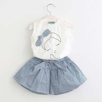 Simple Style Bow Knot Cotton Girls Clothing Sets main image 1