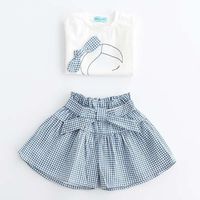 Simple Style Bow Knot Cotton Girls Clothing Sets main image 4