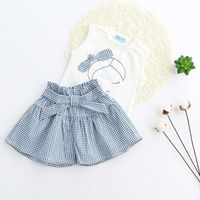 Simple Style Bow Knot Cotton Girls Clothing Sets main image 2
