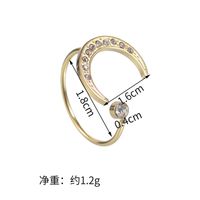 304 Stainless Steel 18K Gold Plated Casual Simple Style Asymmetrical Plating Inlay Moon Rhinestones Glass Open Rings main image 5