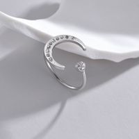304 Stainless Steel 18K Gold Plated Casual Simple Style Asymmetrical Plating Inlay Moon Rhinestones Glass Open Rings main image 3