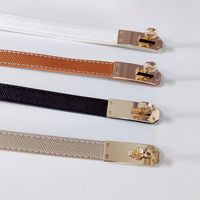 Modern Style Solid Color Imitation Leather Alloy Women's Leather Belts main image 5