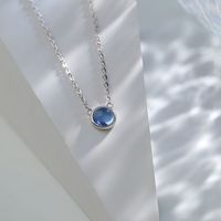 Elegant Round Sterling Silver Polishing Inlay Glass Pendant Necklace main image 5