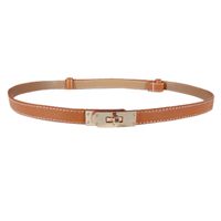 Modern Style Solid Color Imitation Leather Alloy Women's Leather Belts sku image 4