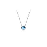 Elegant Round Sterling Silver Polishing Inlay Glass Pendant Necklace main image 4