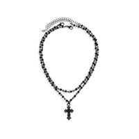 Wholesale Jewelry Punk Cool Style Cross Star Rose Alloy Crystal Iron Plating Layered Necklaces main image 5