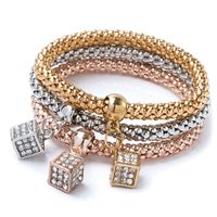 Style IG Style Simple Géométrique Alliage Le Fer Placage Incruster Strass Unisexe Bracelets main image 4