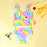 Cute Gradient Color Unicorn Split Swimsuit Kids Swimwear sku image 1