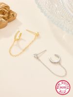 1 Piece Elegant Simple Style Semicircle Chain Plating Inlay Sterling Silver Zircon 18k Gold Plated White Gold Plated Ear Clips main image 1