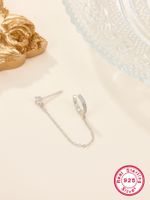 1 Piece Elegant Simple Style Semicircle Chain Plating Inlay Sterling Silver Zircon 18k Gold Plated White Gold Plated Ear Clips main image 2