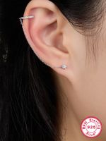 1 Piece Elegant Simple Style Semicircle Chain Plating Inlay Sterling Silver Zircon 18k Gold Plated White Gold Plated Ear Clips main image 5
