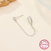1 Piece Elegant Simple Style Semicircle Chain Plating Inlay Sterling Silver Zircon 18k Gold Plated White Gold Plated Ear Clips sku image 2