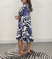 Frau Normales Kleid Lässig V-ausschnitt Drucken Ärmel In 3/4-länge Geometrisch Midi-kleid Täglich main image 5
