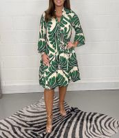 Frau Normales Kleid Lässig V-ausschnitt Drucken Ärmel In 3/4-länge Geometrisch Midi-kleid Täglich main image 4