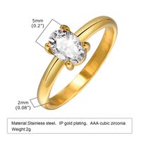 201 Stainless Steel 18K Gold Plated IG Style Simple Style Plating Inlay Solid Color Zircon Open Ring Rings main image 3