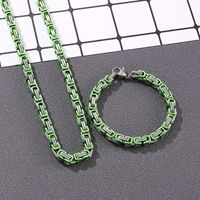 Stainless Steel Titanium Steel Hip-Hop Rock Color Block Bracelets Necklace main image 3
