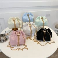 Women's Canvas Solid Color Basic Bucket String Crossbody Bag main image 1