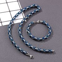 Stainless Steel Titanium Steel Hip-Hop Rock Color Block Bracelets Necklace main image 6