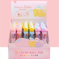 New Korean Style Strawberry Rabbit Ten-color Ballpoint Pen Student Cute Cartoon Multi-color Journal Pen Color Press Oil Pen sku image 16
