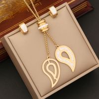 Stainless Steel 18K Gold Plated Casual Simple Style Plating Inlay Round Star Heart Shape Artificial Diamond Jewelry Set sku image 2