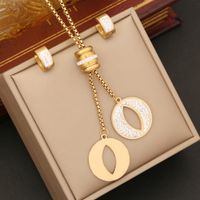 Stainless Steel 18K Gold Plated Casual Simple Style Plating Inlay Round Star Heart Shape Artificial Diamond Jewelry Set sku image 3