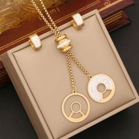 Stainless Steel 18K Gold Plated Casual Simple Style Plating Inlay Round Star Heart Shape Artificial Diamond Jewelry Set sku image 6