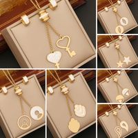 Stainless Steel 18K Gold Plated Casual Simple Style Plating Inlay Round Star Heart Shape Artificial Diamond Jewelry Set main image 1