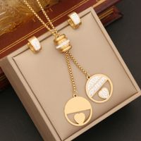 Stainless Steel 18K Gold Plated Casual Simple Style Plating Inlay Round Star Heart Shape Artificial Diamond Jewelry Set main image 3