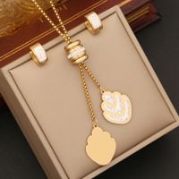 Stainless Steel 18K Gold Plated Casual Simple Style Plating Inlay Round Star Heart Shape Artificial Diamond Jewelry Set sku image 5
