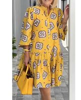 Women's Regular Dress Casual Printing Button 3/4 Length Sleeve Printing Midi Dress Daily main image 5