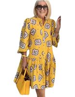 Women's Regular Dress Casual Printing Button 3/4 Length Sleeve Printing Midi Dress Daily main image 3