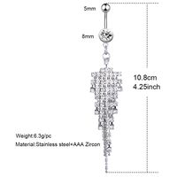 Streetwear Owl Crown Butterfly Stainless Steel Plating Inlay Zircon Belly Ring main image 4