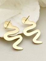 1 Pair Exaggerated Funny Snake Polishing Enamel Plating 304 Stainless Steel 14K Gold Plated Ear Studs main image 5